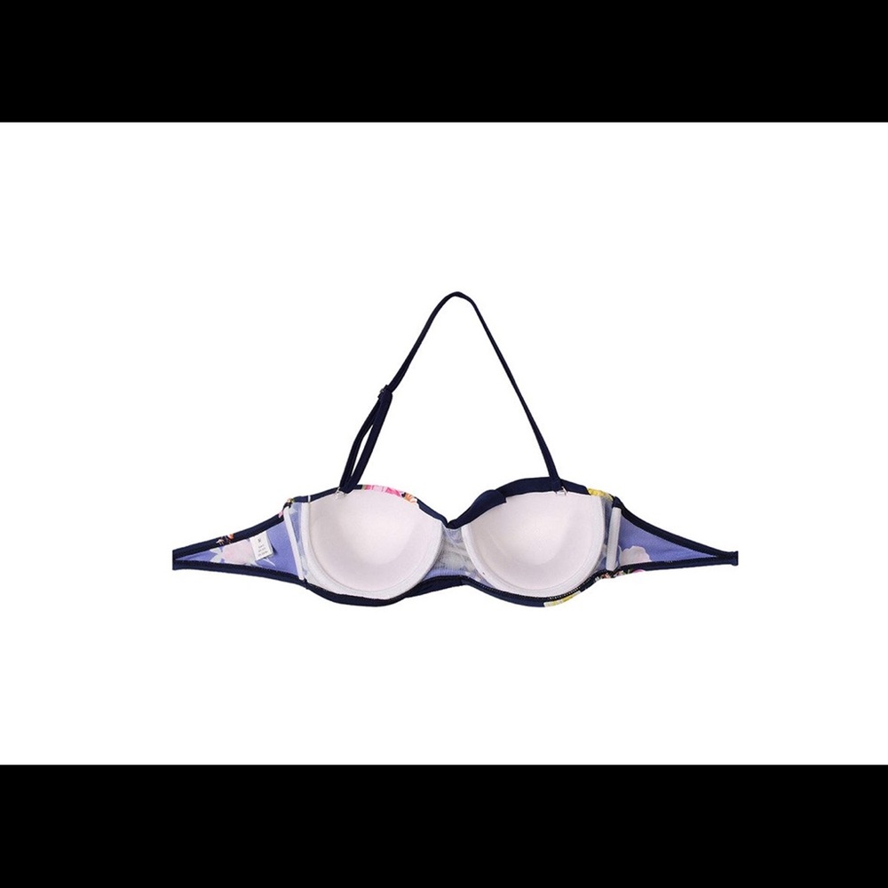 Flattering retro vintage style blue floral bikini 12-14 halter top high waist - Picture 5 of 8